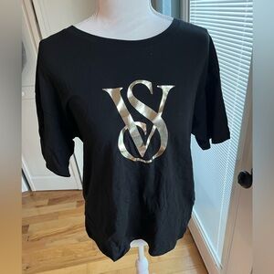 VS Black Pajama Top Metallic Logo Size M
